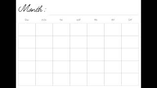 Free Printable Blank Monthly Calendar Minimalist Template Digital Calendar A4A5Letter SunMon [upl. by Drawets]