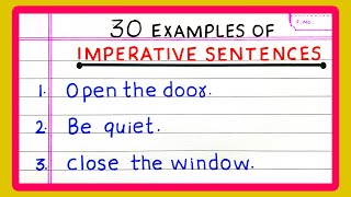 IMPERATIVE SENTENCES EXAMPLE  5  10  20  30 EXAMPLES OF IMPERATIVE SENTENCES in English Grammar [upl. by Ahsenod]