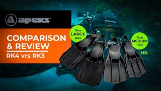 Apeks RK4 fin Scuba Diving Review A comparison review with my older RK3 HD fins amp the new RK4s [upl. by Ticon]