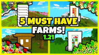 5 MUST HAVE FARMS In Minecraft Bedrock 121 [upl. by Routh]