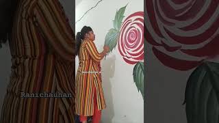 Rose wall penting🖌️ art youtubeshorts ranichauhan art🖌️ [upl. by Wolfort671]