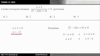 Zadanie 14  matura z matematyki równanie wymierne zestaw 1 [upl. by Xerxes691]