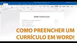 Como Preencher um Modelo de Currículo em Word e conseguir um emprego [upl. by Gnil]