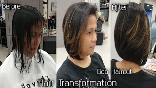 HOW TO SHORT BOB HAIRCUT  THINNING SCISSORS  AMAZING HAIR TRANSFORMATION [upl. by Noroj]