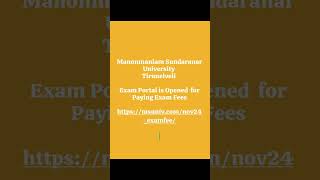 Manonmaniam Sundaranar University  Exam Fees Payment msuniversityexamfeespayment [upl. by Ney831]