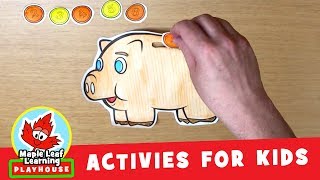 Piggy Bank Activity for Kids  Maple Leaf Learning Playhouse [upl. by Sianna50]