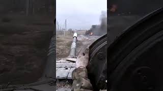 Russian soldiers flee after their T80 tank is hit by Javelin missile [upl. by Aisiram]