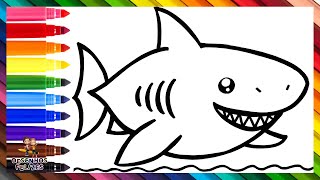 Desenhar E Colorir Um Tubarão 🦈🌊🌈 Desenhos Para Crianças [upl. by Ycal]