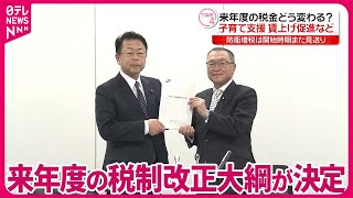 【税金どう変わる？】子育て支援・賃上げ促進など 来年度の税制改正大綱が決定 [upl. by Eelyme]