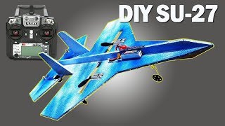 DIY SU27 Sukhoi Jet RC Uçak Yapımı  Çift 180 Motorlu Köpük kartondan Hızlı Rc Uçak Yapımı [upl. by Eiuol59]