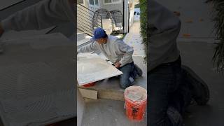 Tile Installation on Exterior Patio Floor 24”x48” Porcelain construction tiling diy tutorial fy [upl. by Ettevy]