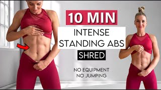 10 MIN INTENSE STANDING AB workout to get shred  No Repeat No Equipment Burn Calories [upl. by Yramliw261]