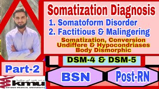 Diagnosis of SomatizationSomatoform Disorders factitious conversionPart2MHNDSM4 amp 5 BSN [upl. by Flowers]