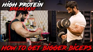 Simple High Protein Breakfast Recipe For Muscle Gains🍳 Biceps Workout For Pump💪 [upl. by Oknuj597]