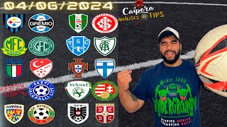 PALPITES DE FUTEBOL PARA HOJE 04 06 2024 TERÇA 24 JOGOS  BILHETE PRONTO Caipora Análises e TIPs [upl. by Jordison]