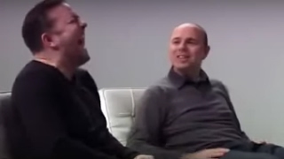 Karl Pilkington makes Ricky Gervais laugh hysterically [upl. by Ahsocin]