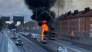 Truck Driving in Stockholm Centralstation  Driving in Stockholm  Lastbil körning i Stockholm 4k [upl. by Yelahc]