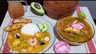 ALMUERZO ECUATORIANO🇪🇨 COMPLETO‼️ Sopa de sardina Arroz con sango de choclo y mariscos Refresco [upl. by Eppillihp]