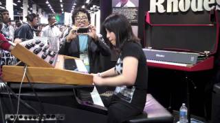 Japanese female jazz pianist Asami Ueda jamming at the Rhodes Booth NAMM 2011 [upl. by Refeinnej]