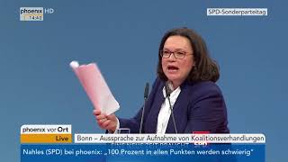 SPDBundesparteitag Rede von Andrea Nahles vom 21012018 [upl. by Beulah]