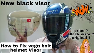 how o change vega helmet visor in 2 min  vega bolt black visor [upl. by Etnoid]