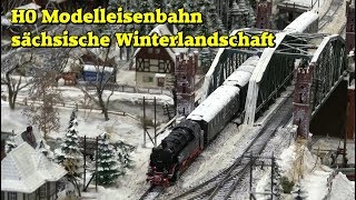 H0 Modelleisenbahn sächsische Winterlandschaft 16 Modell amp Bahn Ausstellung GörlitzLöbau 2018 [upl. by Jorge651]