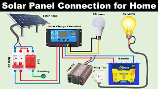 Complete Solar Panel Connection with Solar Charge Controller and Inverter TheElectricalGuy [upl. by Yule]