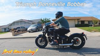 Riding a Triumph Bobber for the First Time 2022 Triumph Bonneville Bobber [upl. by Nawuj]