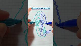 🧜‍♀️Dibujo SIRENA a 2 manos🧜‍♀️drawing videoshorts art mermaid sirena 2hand shorts funny [upl. by Perrins569]