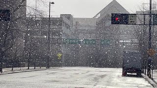 Downtown Cincinnati sees snow during Winter Weather Advisory [upl. by Quinn]