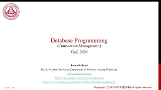 112 20242 Database Programming  Transaction Management 1 [upl. by Ellersick]