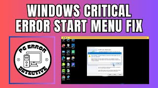 How to Fix Critical Error Start Menu Windows 10 [upl. by Nalak416]