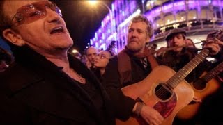 The Greatest Busk on Grafton Street  Bono and Glen Hansard busking with friends [upl. by Atnahc]