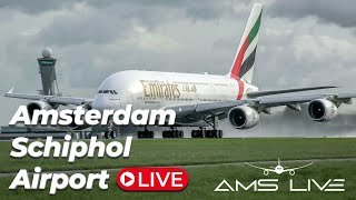 🔴 Live arrivals followed by departures at Amsterdam Schiphol Airport  A380 in amp out [upl. by Notserk]