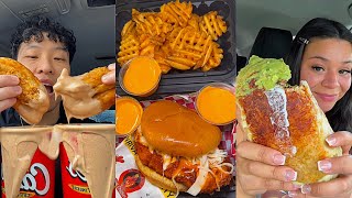 TIKTOK MUKBANG COMPILATION 25  CHIPOTLE BURRIITO  RIAISNG CANES ETC [upl. by Buatti]