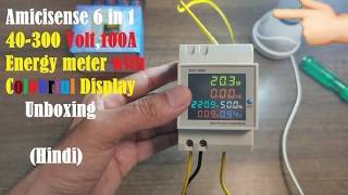 Amicisense 6 in 1 AC 40300V 100A Energy Meter Voltage Monitoring Device with Colorful LCD Display [upl. by Teteak]