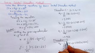 Gauss seidel method  Iterative method [upl. by Abehshtab]