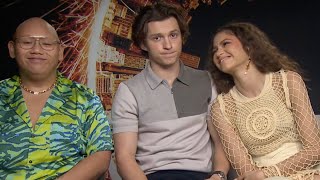 SpiderMan No Way Home Cast Interview Tom Holland Zendaya and Jacob Batalon [upl. by Randolph645]