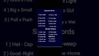 Opposite Words and Similar words englishgrammar english short [upl. by Neelak]