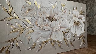 Texture paste painting quotPeonyquot Painting processsounds of nature by artmuslim [upl. by Brynn]