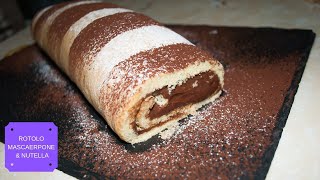 Rotolo con nutella e mascarpone ricetta pan biscotto SENZA LIEVITO [upl. by Gavriella]