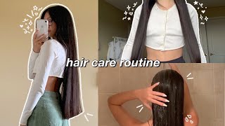 my hair care routine for long and healthy hair 🛁 [upl. by Odnalro]