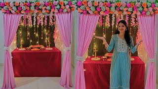 simple amp easy festival mandap decoration ideas Navratri decoration ideas durga puja [upl. by Ijan646]