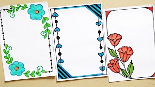 3 Easy design borders for project workSimple project work border designsProject design borders [upl. by Arima898]