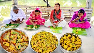 নদীর ভাঙন মাছের তেলঝাল ফুলকপি ডাটার ঘন্ট আর ফুলকপি ভাপা আজ দুপুরের রান্না আর খাওয়া  fish curry [upl. by Akived]