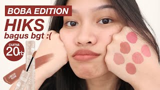 HANASUI MATTEDORABLE LIP CREAM BOBA EDITION Review Swatches TERLENGKAP amp TERJELAS Ratu Adellya [upl. by Ashli]