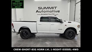 2023 RAM 2500 BIG HORN ULTRA CLEAN LEVEL 1 NIGHT EDITION BRIGHT WHITE 4K WALKAROUND 14871Z [upl. by Otir]