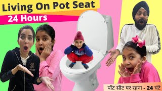 Living On Toilet Pot Seat  24 Hours Challenge  Ramneek Singh 1313  RS 1313 VLOGS [upl. by Zerat]