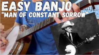 Easy Banjo How To Play quotMan Of Constant Sorrowquot Lesson and Tab [upl. by Keelby]