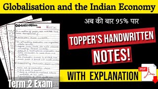 Globalisation and the Indian Economy Notes Class 10th with Explanation  Toppers Handwritten Notes [upl. by Curry]